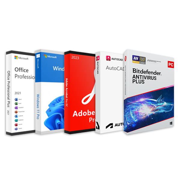 PLATINUM PAKET - Windows 11, Office 2021, Bitdefender 2023, Autocad 2024, Adobe Acrobat Pro Dc 2023
