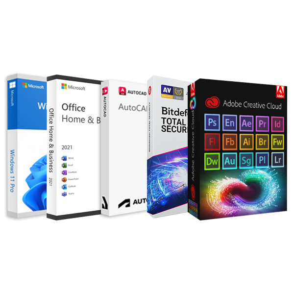 PREMIUM PAKETTI - Windows 11, Office 2021, Bitdefender, Autocad 2024, Adobe Pack 2022